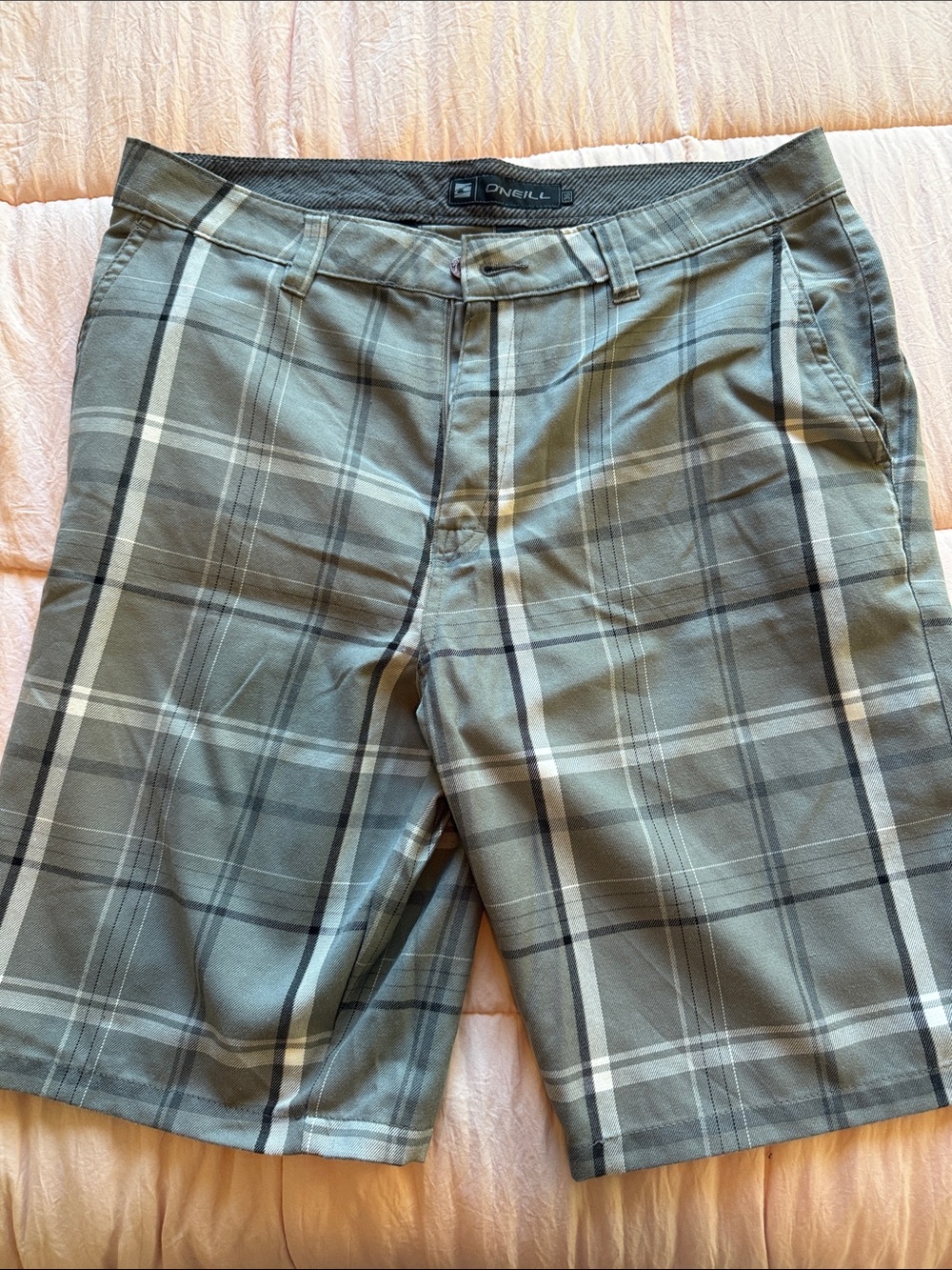 O'Neill Men's Gray Plaid Casual Shorts
